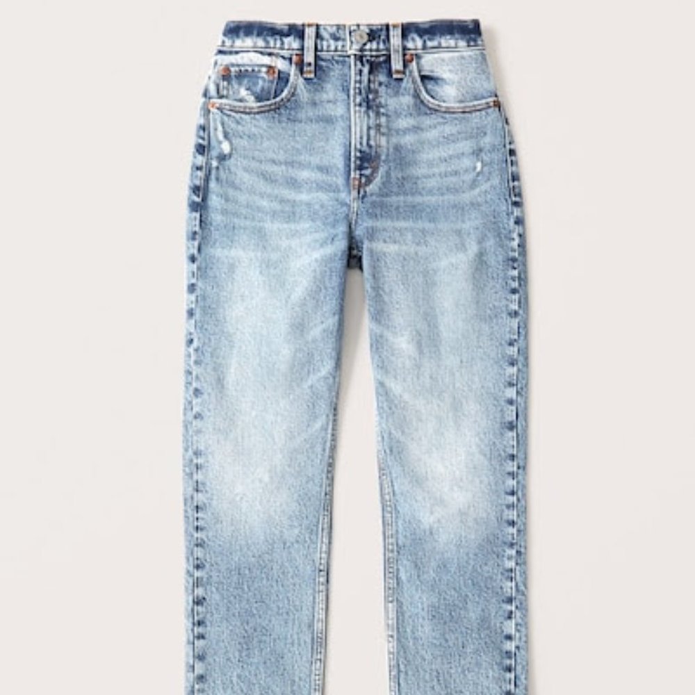 Abercrombie & Fitch High Rise Acid Wash Mom Jeans
